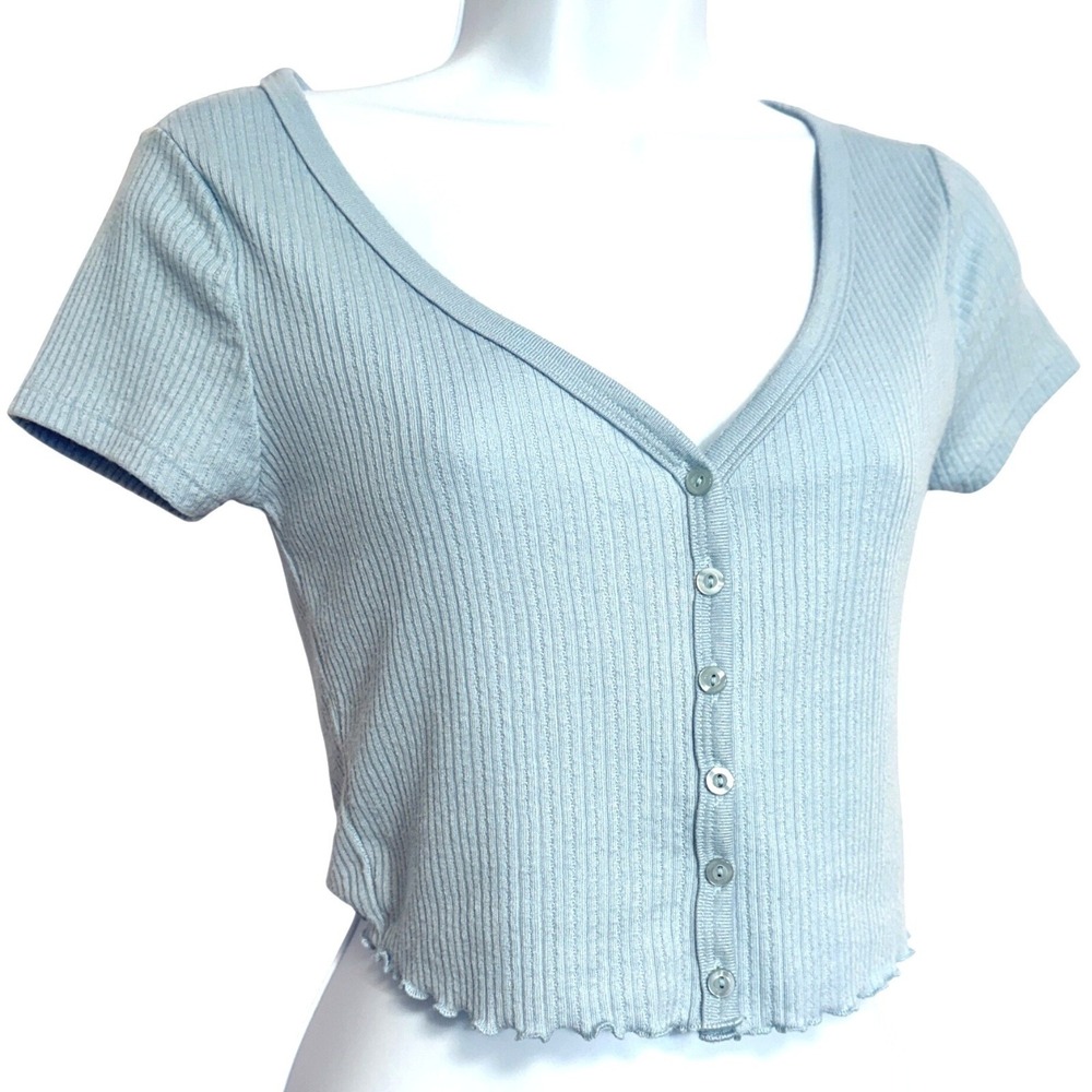 Aero The OG Tee Collection Cropped Shrunken Baby Tee Womens S Light Blue
